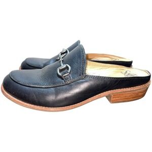 Sofft Naoko Mules Women 8.5 Leather Slide Loafer Black Metal Horsebit Old Money